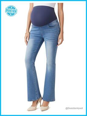 Maternity Over The Belly Flare Jeans Slim Stretch Bell Bottoms Work Pants